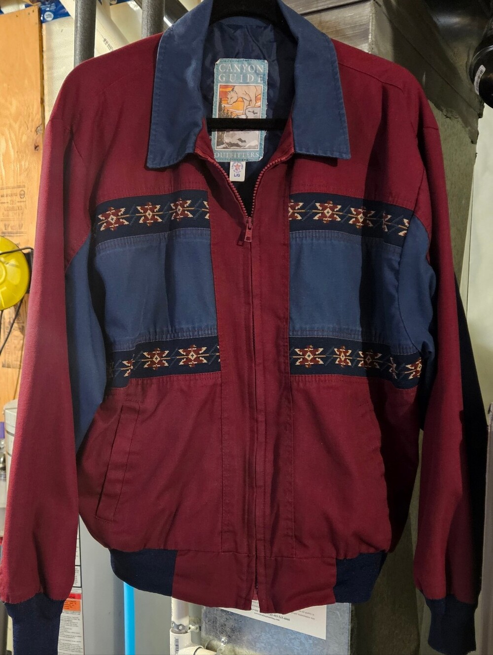 Canyon Guide Outfitters Maroon & Navy Zip Front Jacket